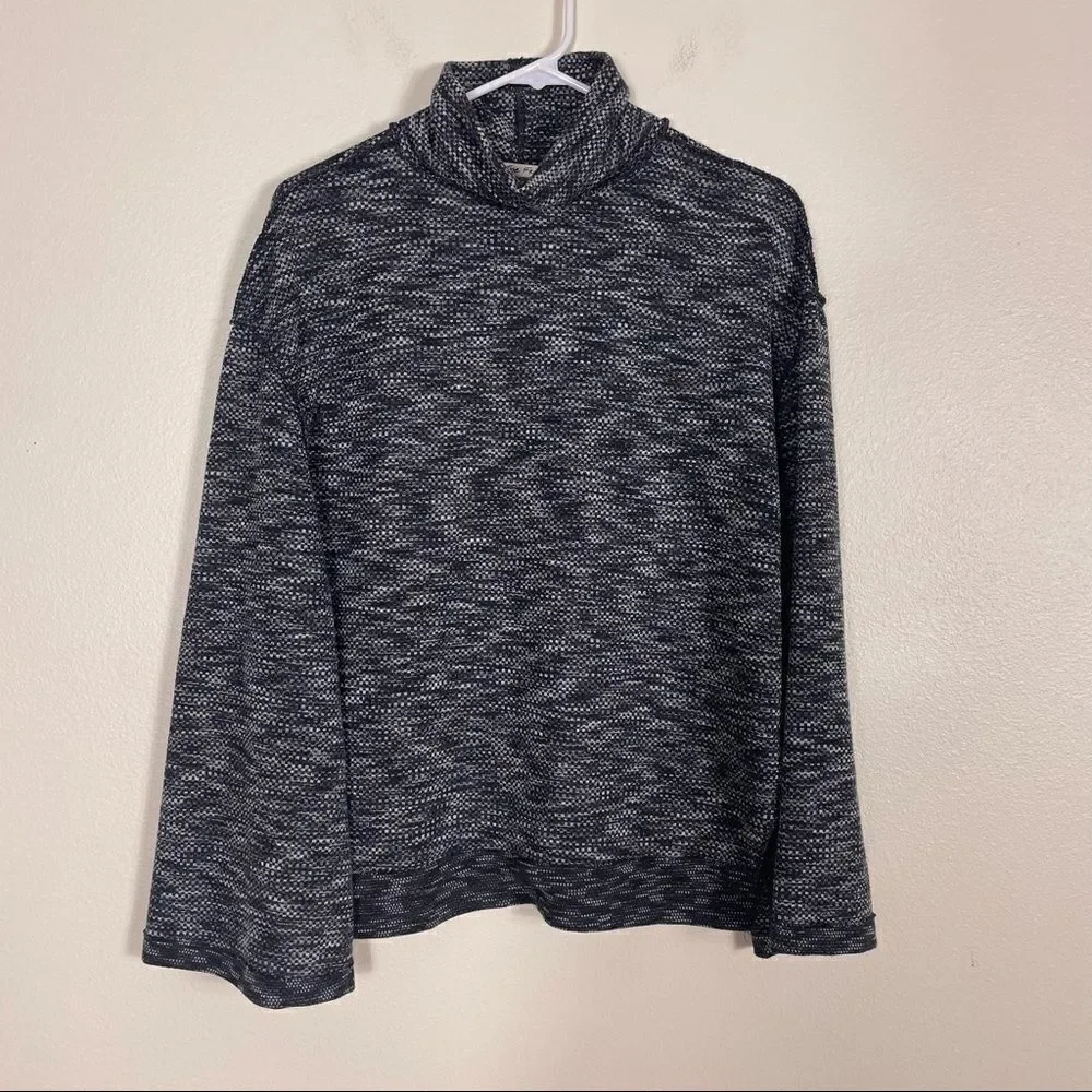 We The Free Black & White Heathered Mock‎ Neck Bell Sleeve Long Sleeve Shirt S